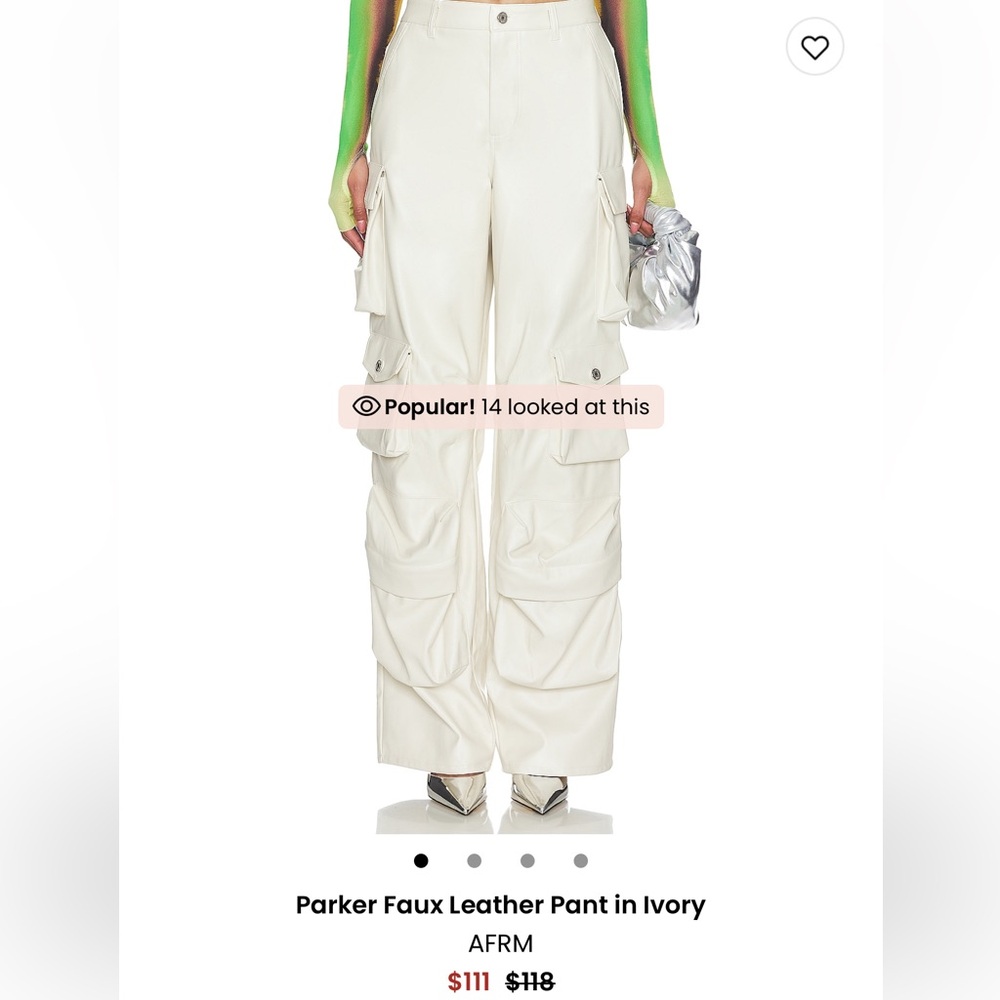 AFRM Parker Faux Leather Pant in Ivory